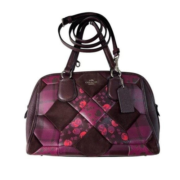 Coach Handbags - Coach Nolita 36557 Patchwork Leather Suede Satchel Burgundy Floral